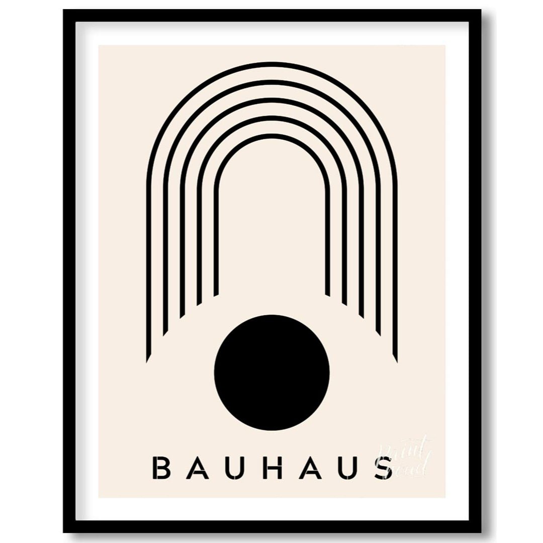 Bauhaus Arch & Circle Painting available online at Paintroad showing aesthetic art print and balanced