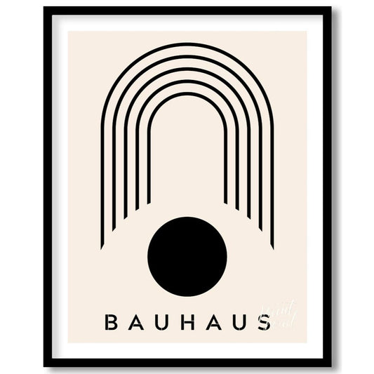 Bauhaus Arch & Circle Painting available online at Paintroad showing aesthetic art print and balanced