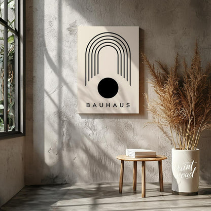 Bauhaus Arch & Circle Painting available online at Paintroad showing aesthetic art print and balanced