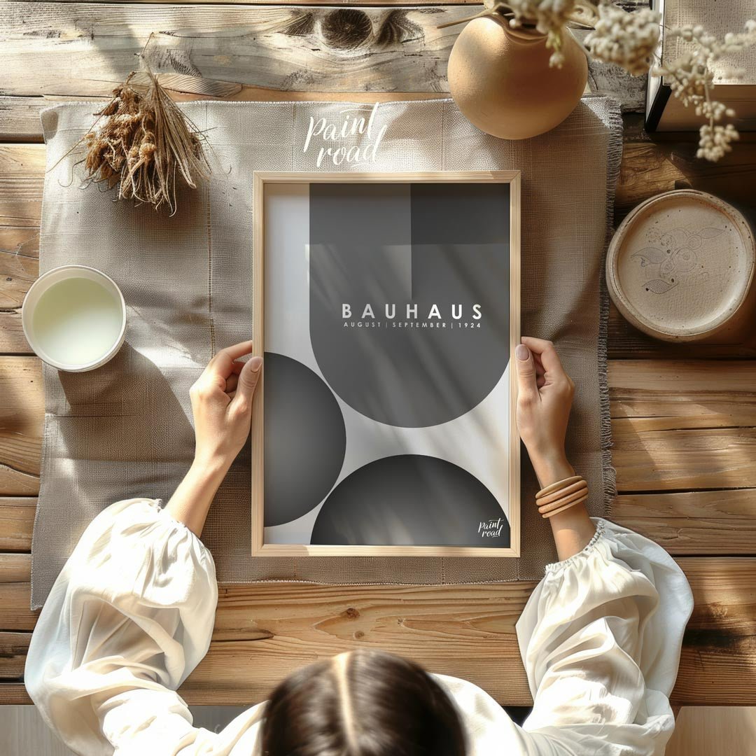 This powerful Bauhaus-inspired poster features an impactful composition of large, overlapping circu… for dining room