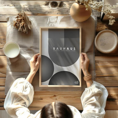 This powerful Bauhaus-inspired poster features an impactful composition of large, overlapping circu… for dining room