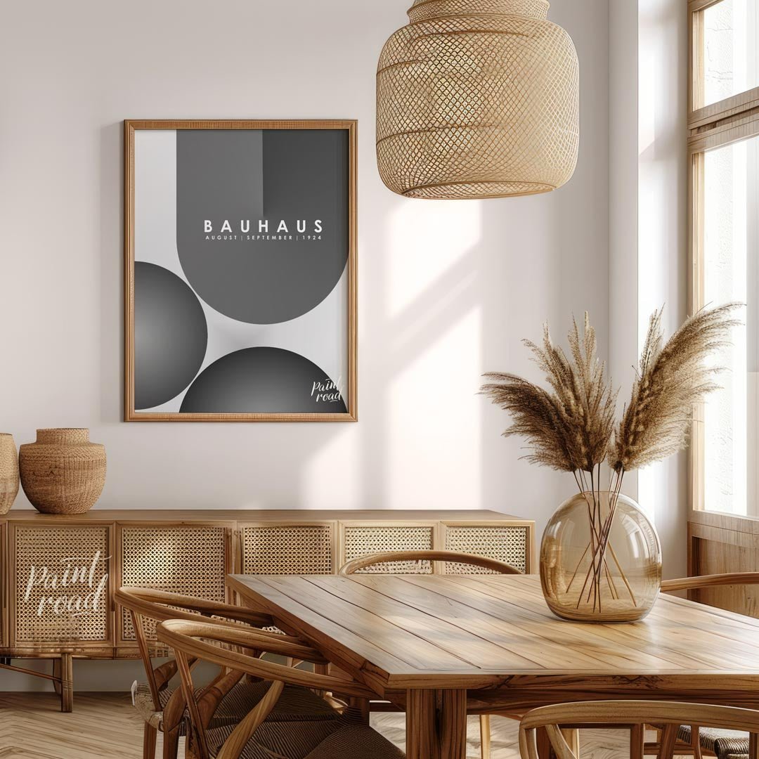 This powerful Bauhaus-inspired poster features an impactful composition of large, overlapping circu… for dining room