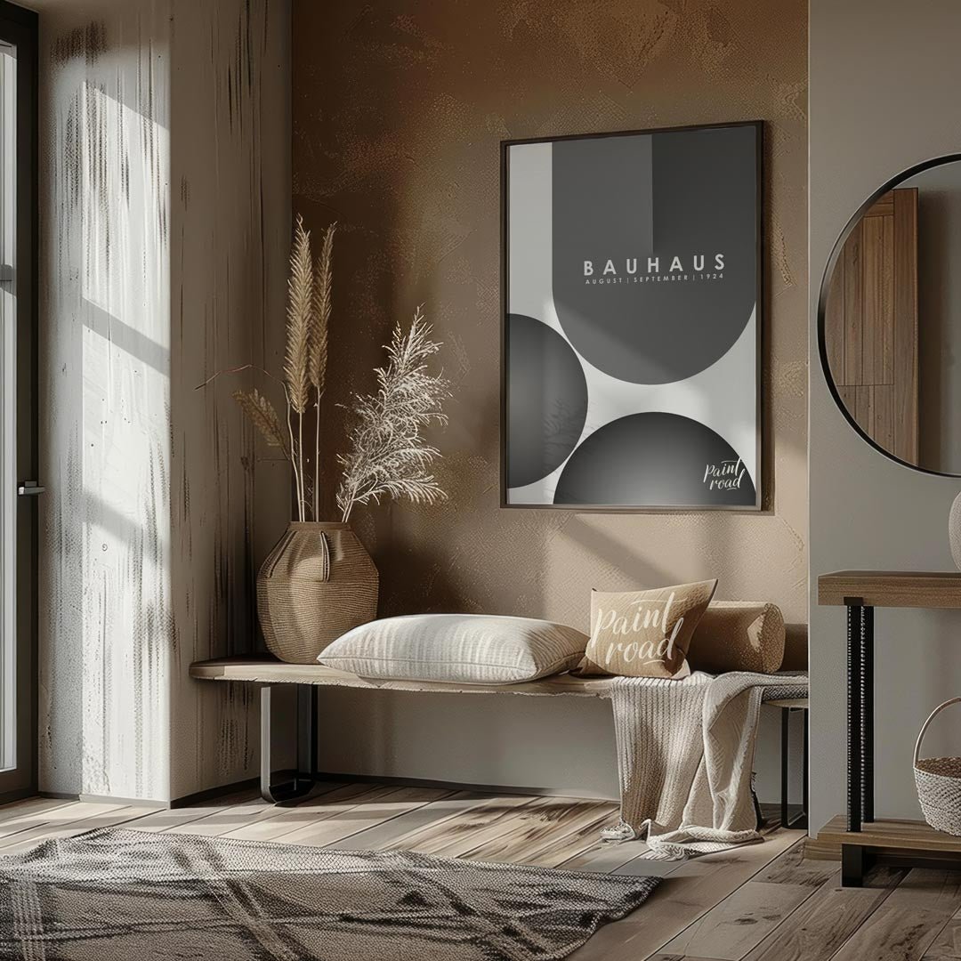 This powerful Bauhaus-inspired poster features an impactful composition of large, overlapping circu… for entryway
