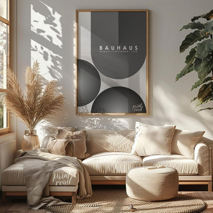 This powerful Bauhaus-inspired poster features an impactful composition of large, overlapping circu… for living room