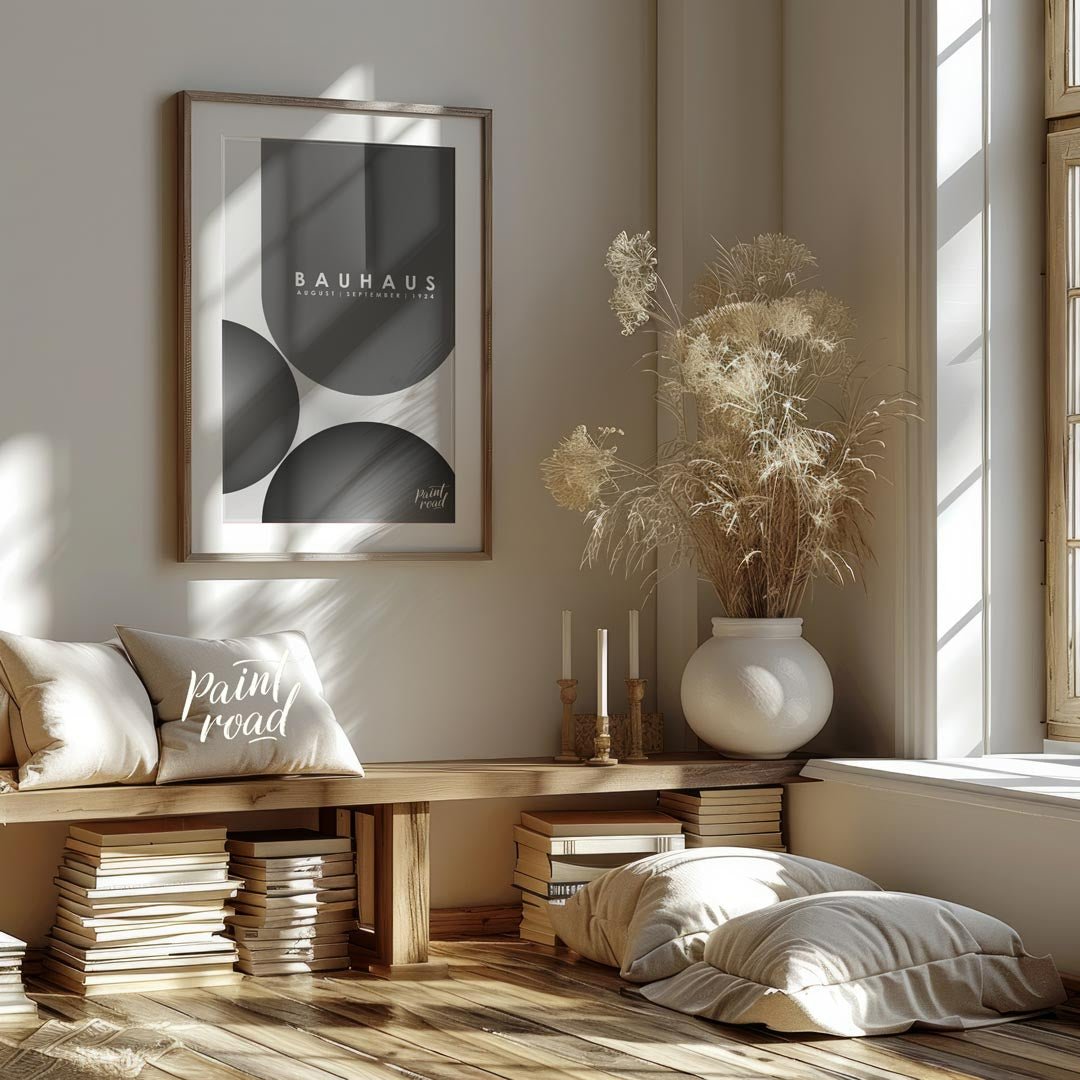 This powerful Bauhaus-inspired poster features an impactful composition of large, overlapping circu… for living room