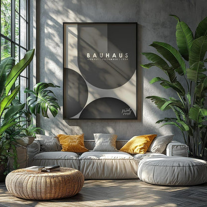 This powerful Bauhaus-inspired poster features an impactful composition of large, overlapping circu… for living room