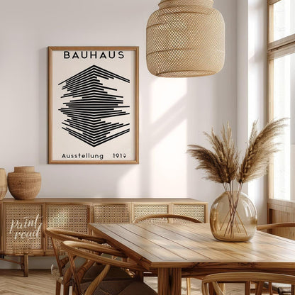 This iconic poster, "Bauhaus Ausstellung 1919," embodies the core principles of the Bauhaus movemen… for dining room