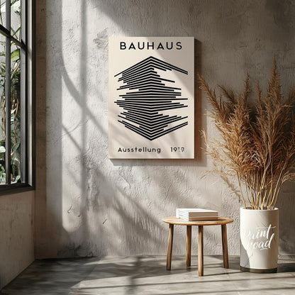 This iconic poster, "Bauhaus Ausstellung 1919," embodies the core principles of the Bauhaus movemen… for living room