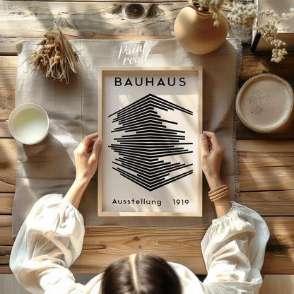 This iconic poster, "Bauhaus Ausstellung 1919," embodies the core principles of the Bauhaus movemen… for other