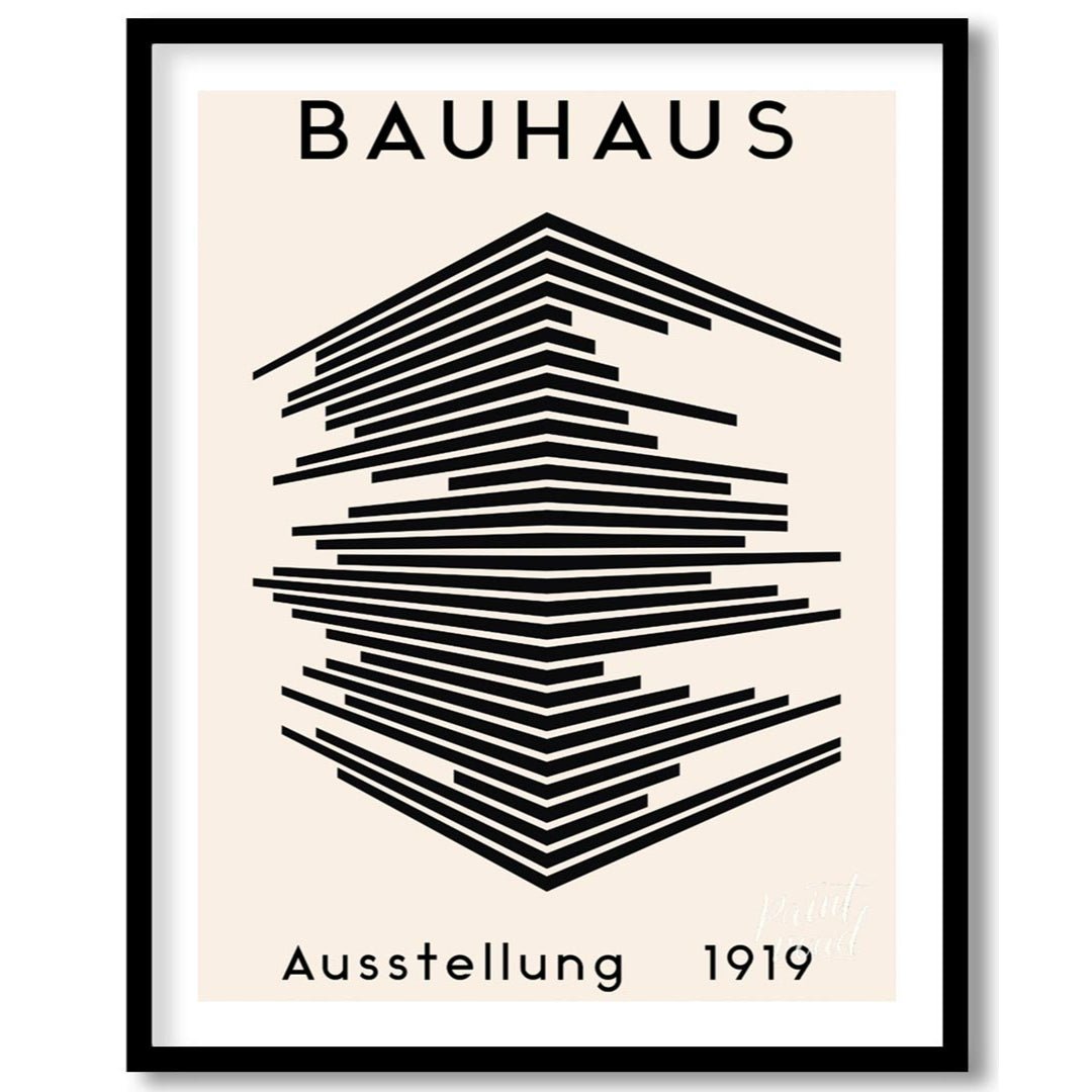 This iconic poster, "Bauhaus Ausstellung 1919," embodies the core principles of the Bauhaus movemen… for room