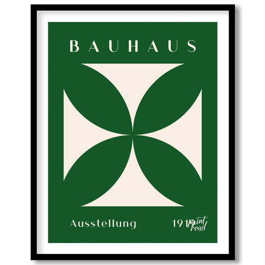 This striking Bauhaus poster, "Bauhaus Ausstellung Cross," features a bold, cream-colored geometric… for house