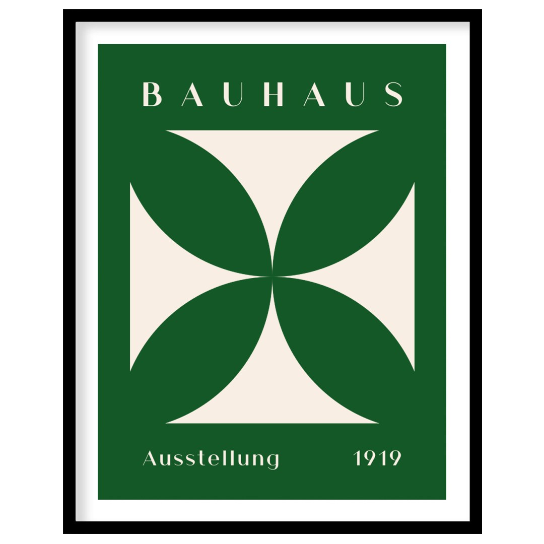 This striking Bauhaus poster, "Bauhaus Ausstellung Cross," features a bold, cream-colored geometric… for house