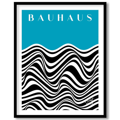 Bauhaus Azure Optical Wave Painting available online at Paintroad showing aesthetic art print and avant - garde