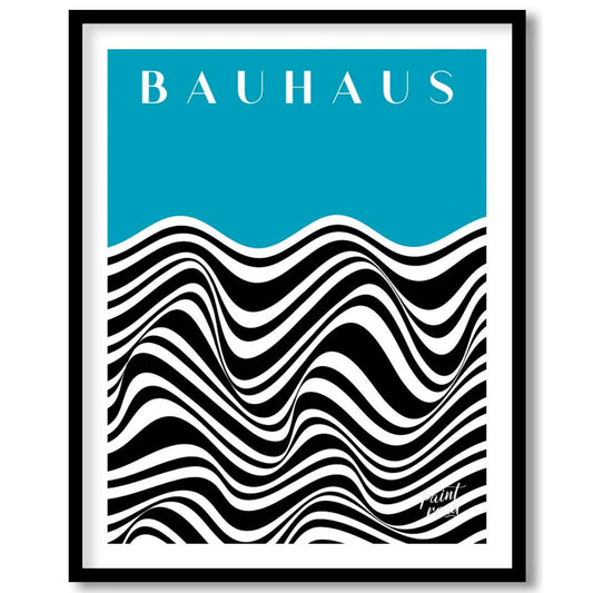 Bauhaus Azure Optical Wave Painting available online at Paintroad showing aesthetic art print and avant - garde