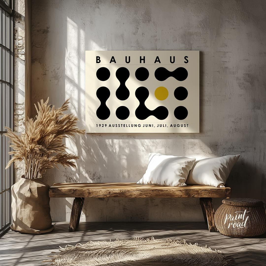 This distinctive Bauhaus-inspired poster features a minimalist yet captivating grid composition of … for entryway