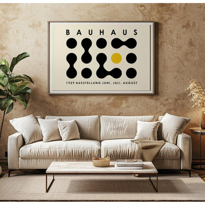 This distinctive Bauhaus-inspired poster features a minimalist yet captivating grid composition of … for living room
