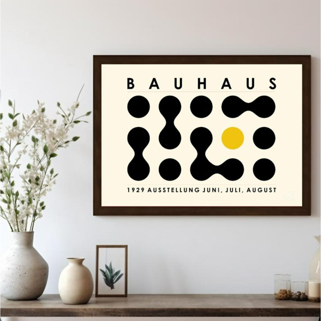 This distinctive Bauhaus-inspired poster features a minimalist yet captivating grid composition of … for living room