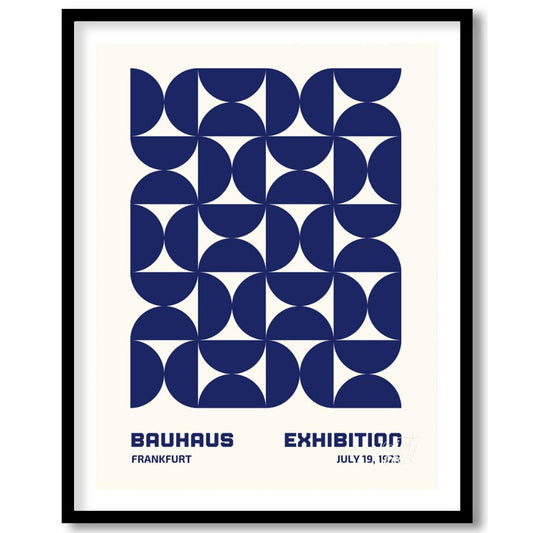 This Bauhaus-inspired poster features a captivating grid pattern composed of interlocking quarter-c… for abode