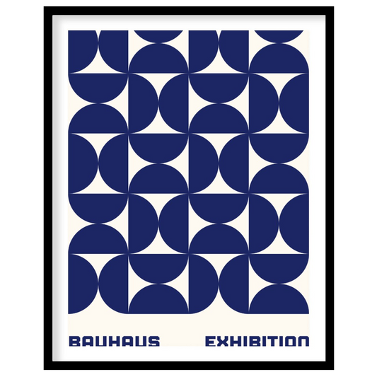 This Bauhaus-inspired poster features a captivating grid pattern composed of interlocking quarter-c… for abode