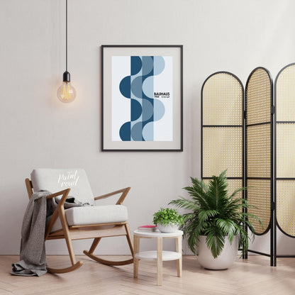 This striking framed art print features a classic Bauhaus exhibition design from 1923, rendered in … for living room