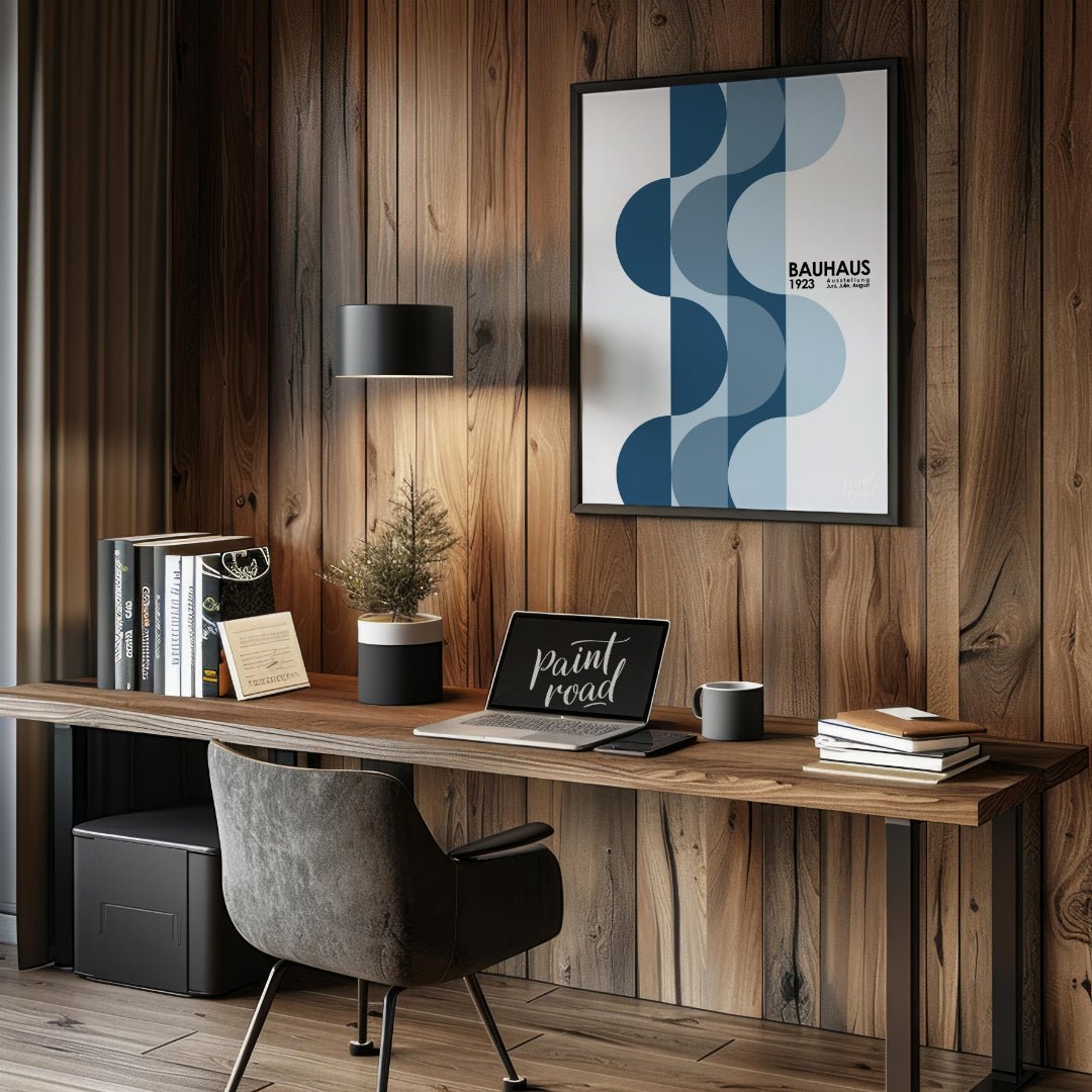 This striking framed art print features a classic Bauhaus exhibition design from 1923, rendered in … for office