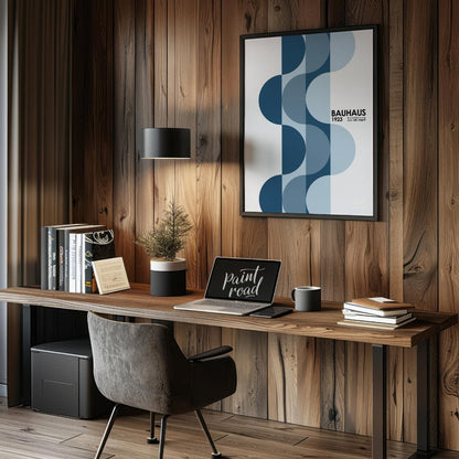 This striking framed art print features a classic Bauhaus exhibition design from 1923, rendered in … for office