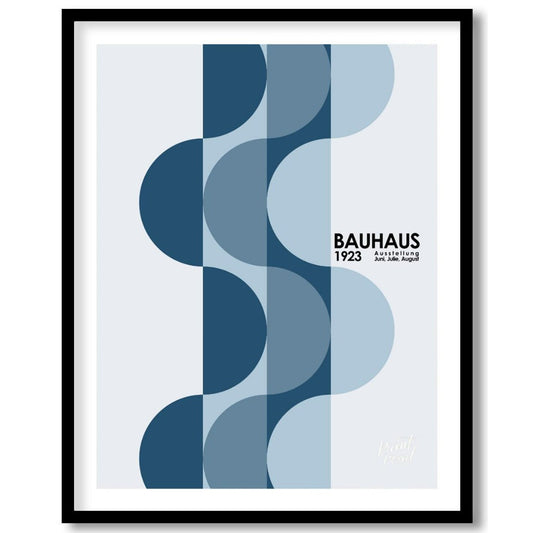 Bauhaus Cascading Blue Circles Painting available online at Paintroad showing 1923 exhibition abstract waves and art history