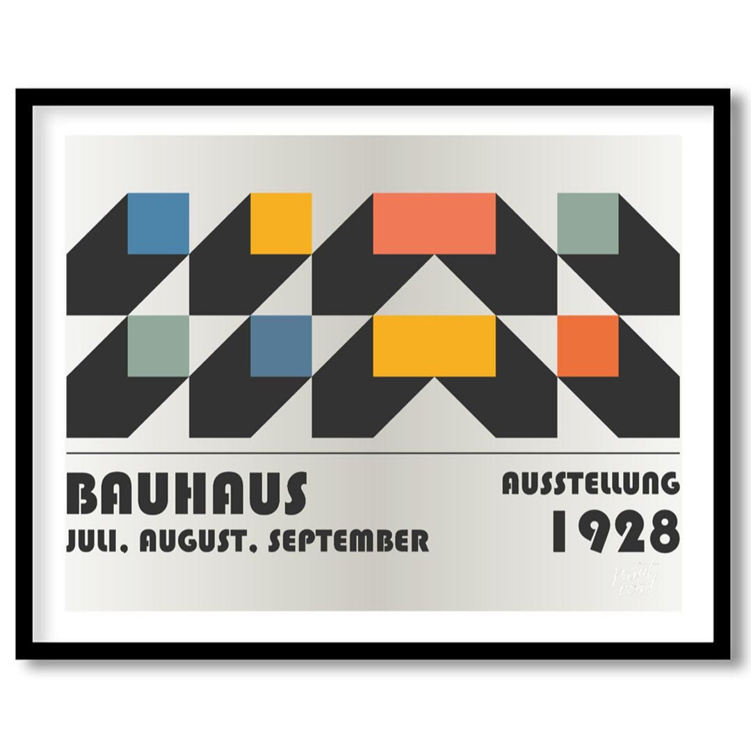 This intricate Bauhaus-inspired poster features a compelling interplay of geometric shapes, creatin… for house