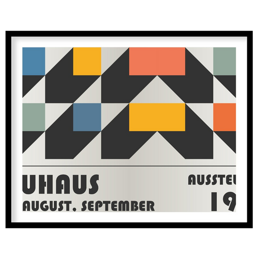 This intricate Bauhaus-inspired poster features a compelling interplay of geometric shapes, creatin… for house