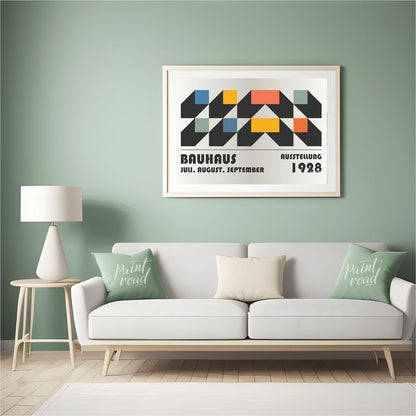 This intricate Bauhaus-inspired poster features a compelling interplay of geometric shapes, creatin… for living room