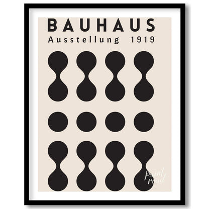 This poster, titled "BAUHAUS Ausstellung 1919," is a prime example of the iconic Bauhaus design phi… for room