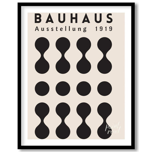This poster, titled "BAUHAUS Ausstellung 1919," is a prime example of the iconic Bauhaus design phi… for room