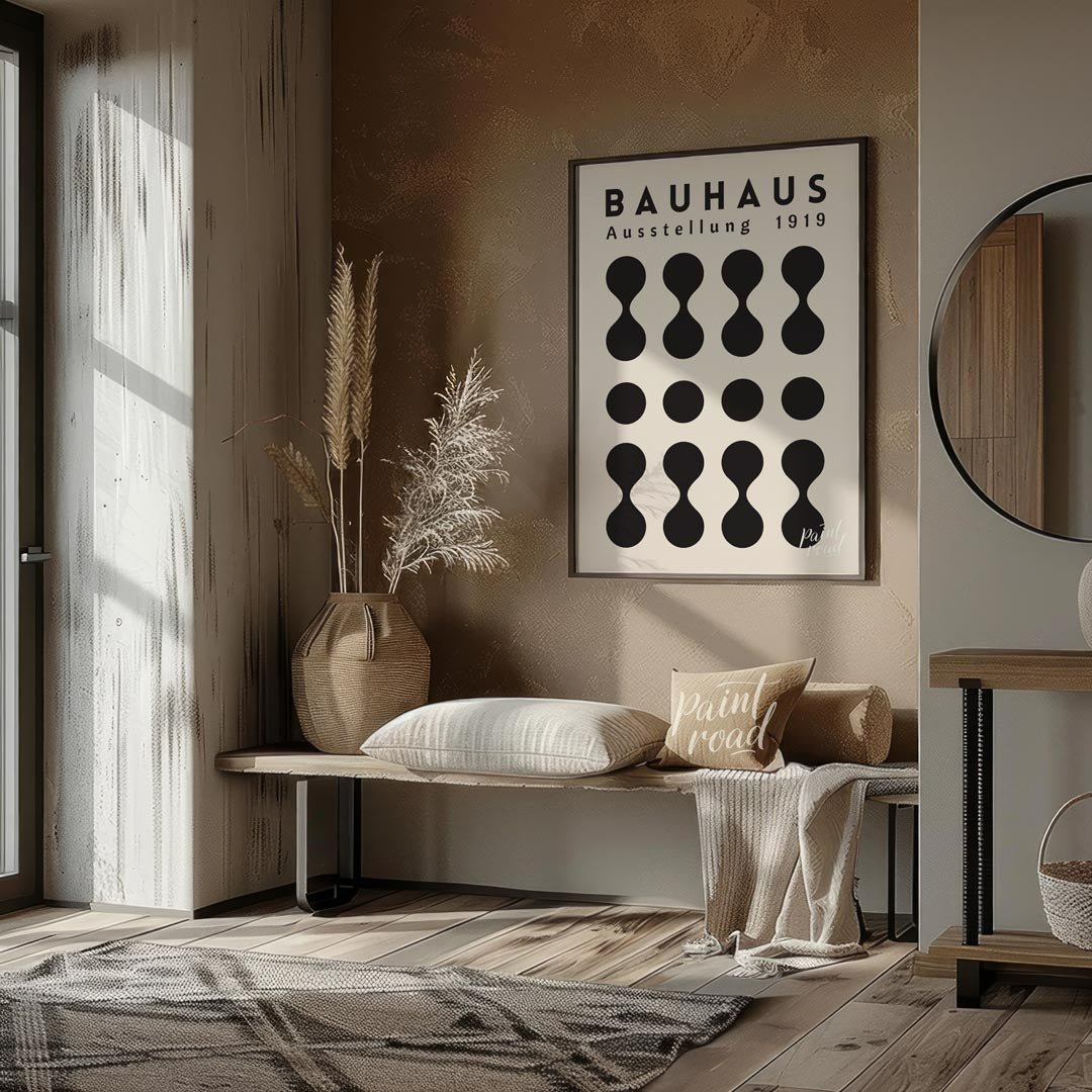 Bauhaus Exhibition 1919 Painting available online at Paintroad showing 1919 aesthetic and apartment