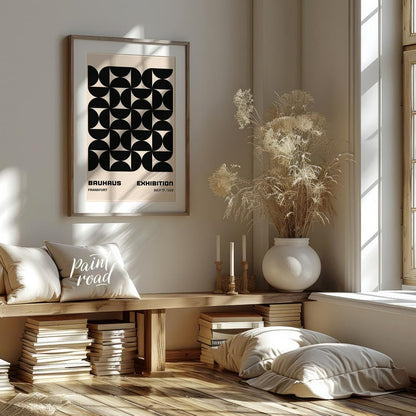 This striking poster is a quintessential example of Bauhaus design, showcasing a bold, interlocking… for living room