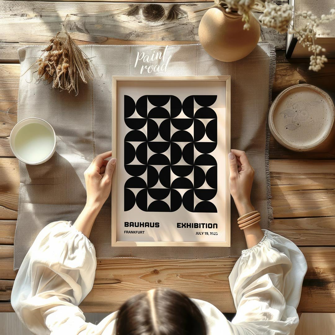This striking poster is a quintessential example of Bauhaus design, showcasing a bold, interlocking… for other