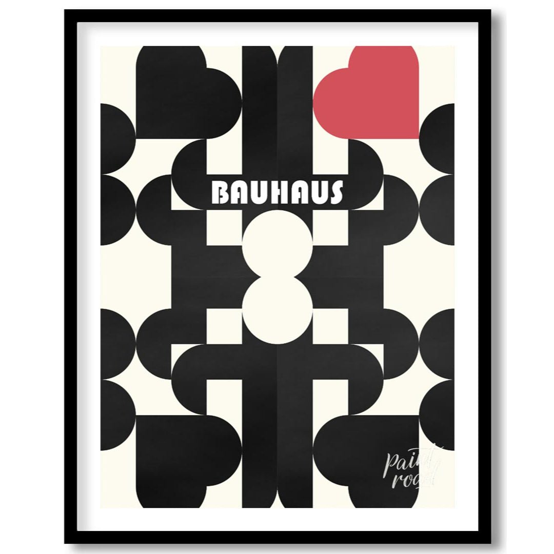 This captivating digital poster, titled "Bauhaus Geometric Hearts Poster," offers a modern interpre… for sweet home