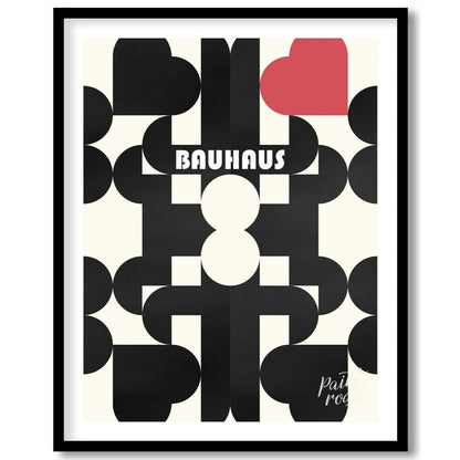 This captivating digital poster, titled "Bauhaus Geometric Hearts Poster," offers a modern interpre… for sweet home