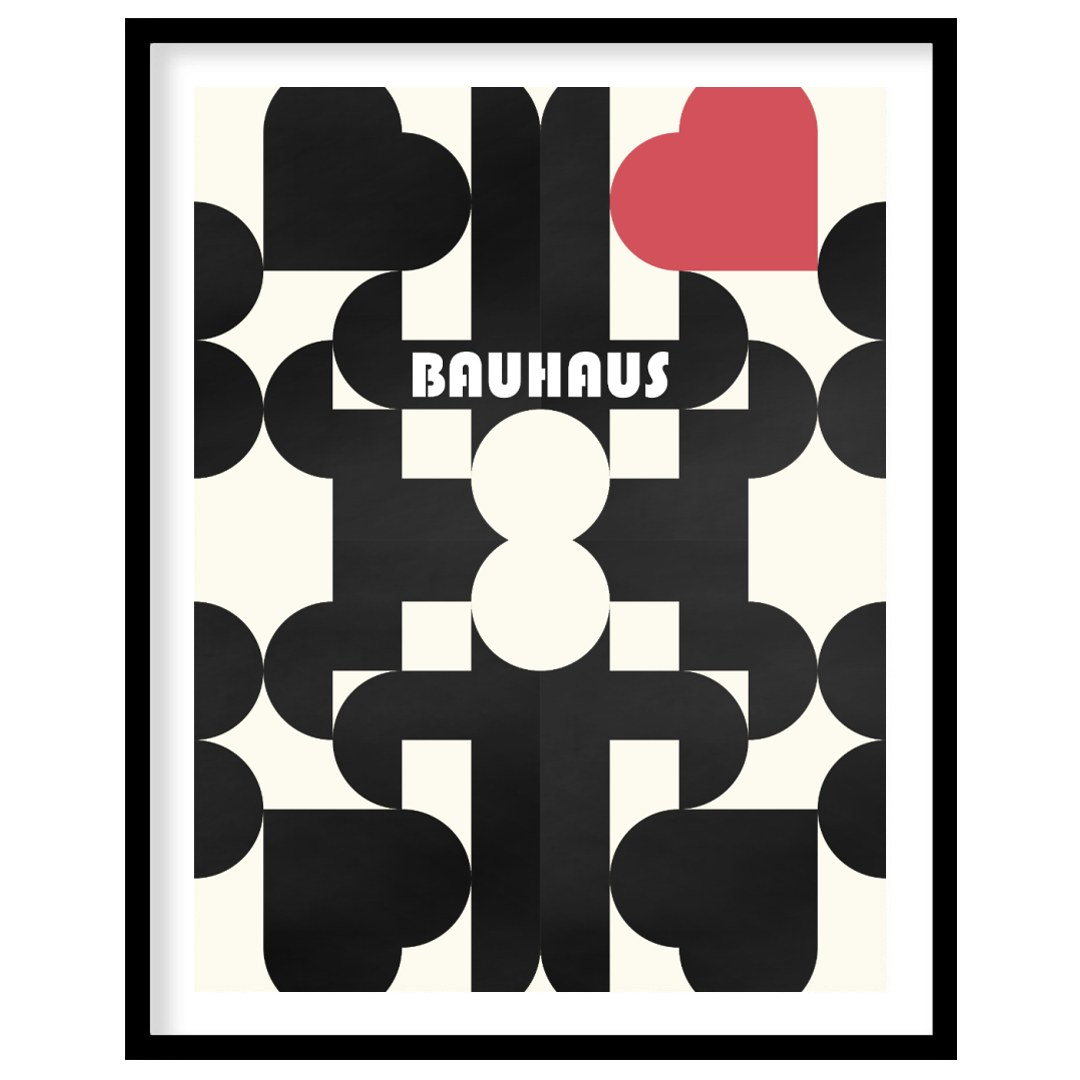 This captivating digital poster, titled "Bauhaus Geometric Hearts Poster," offers a modern interpre… for sweet home