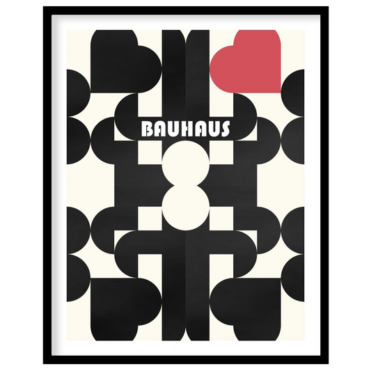 This captivating digital poster, titled "Bauhaus Geometric Hearts Poster," offers a modern interpre… for sweet home