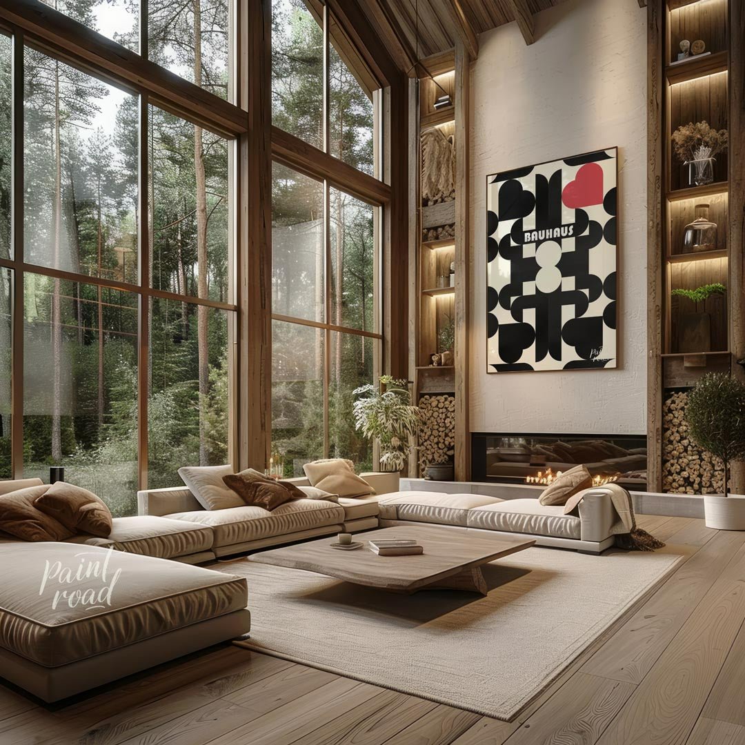 Bauhaus Geometric Heart Pattern Painting available online at Paintroad showing Abstract Bauhaus and Bedroom