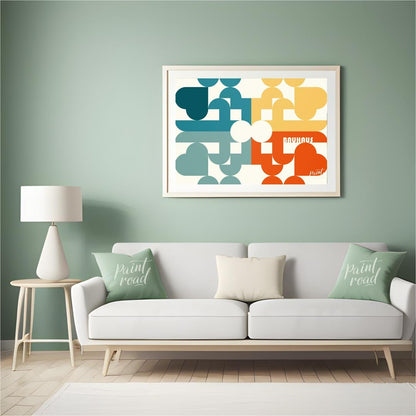 This intricate Bauhaus-inspired poster showcases a vibrant and complex geometric mosaic, crafted fr… for living room