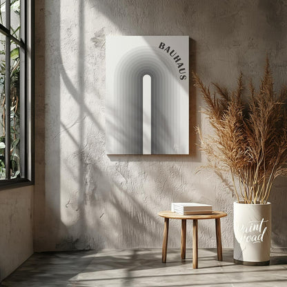This Bauhaus-inspired piece features a striking central arch, composed of concentric bands in a gra… for other
