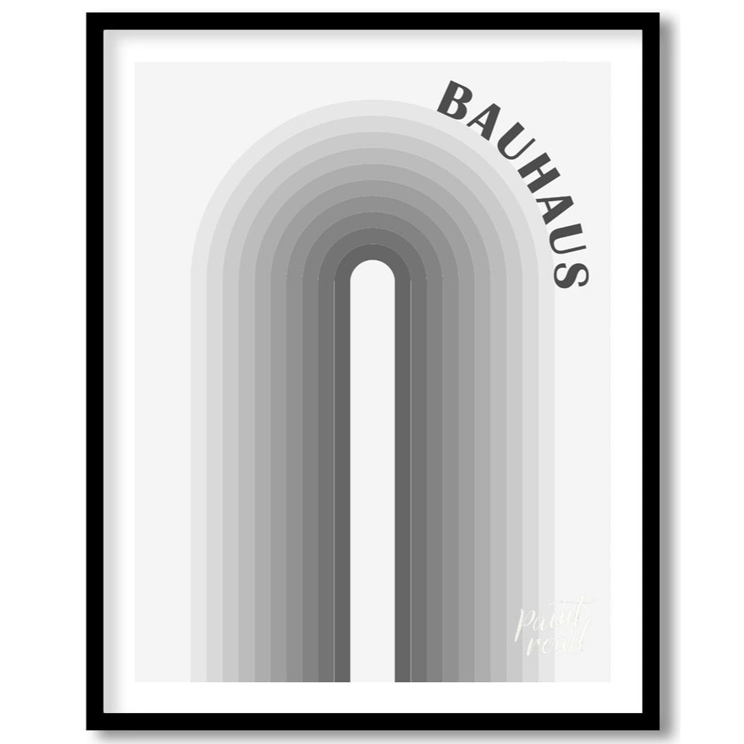 This Bauhaus-inspired piece features a striking central arch, composed of concentric bands in a gra… for space