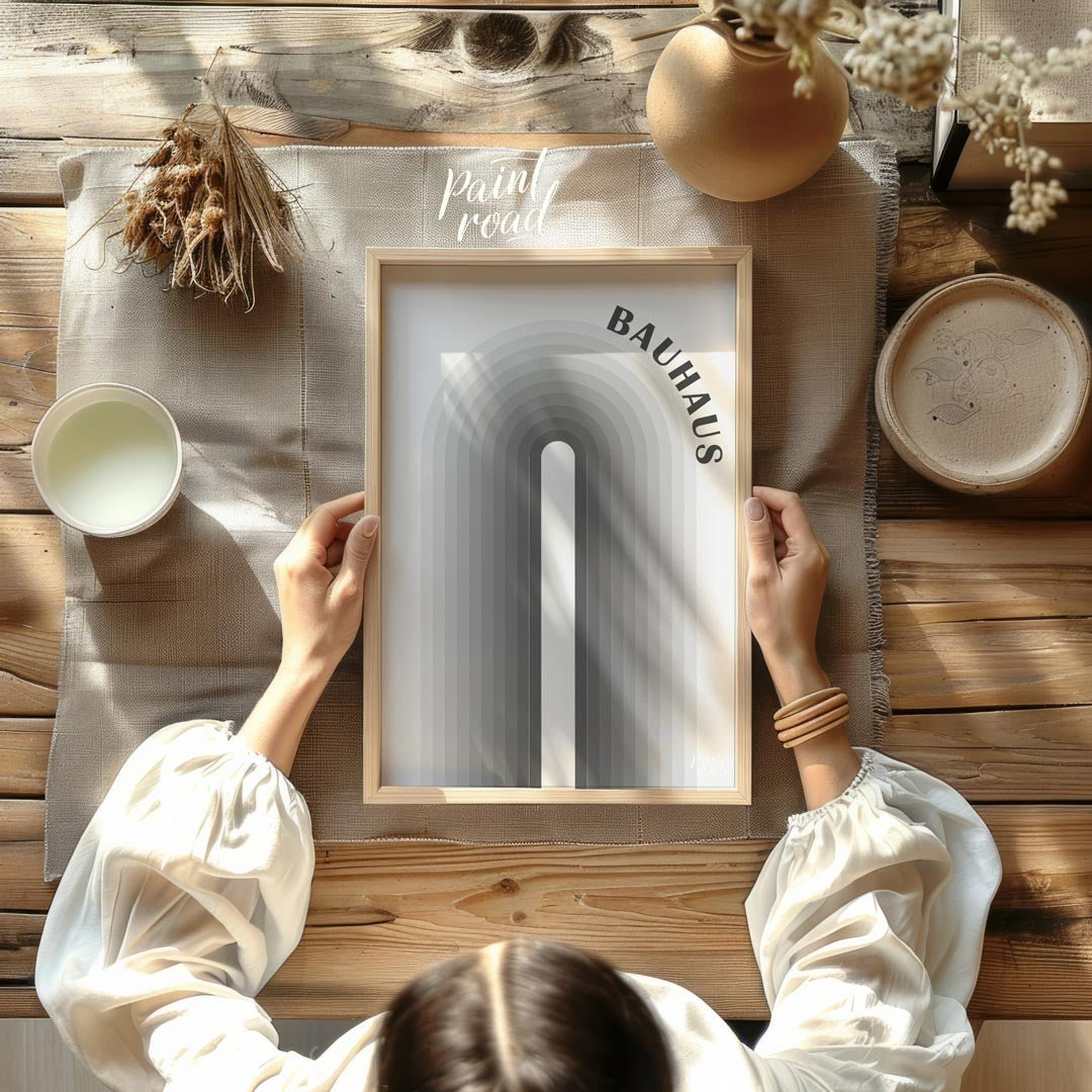Bauhaus Gradient Arch Painting available online at Paintroad showing aesthetic arch and architectural