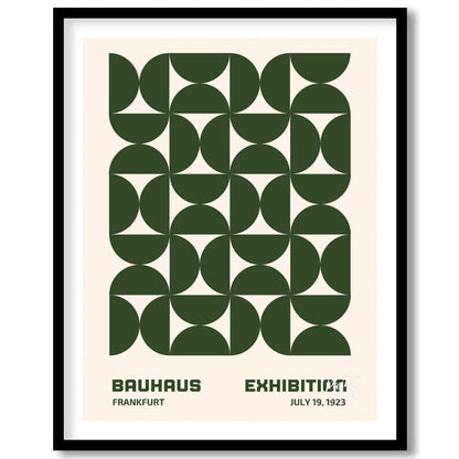 This Bauhaus-inspired poster features a captivating grid pattern composed of interlocking quarter-c… for home