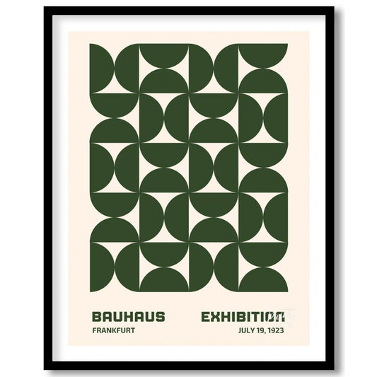 This Bauhaus-inspired poster features a captivating grid pattern composed of interlocking quarter-c… for home