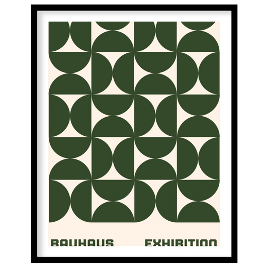 This Bauhaus-inspired poster features a captivating grid pattern composed of interlocking quarter-c… for home