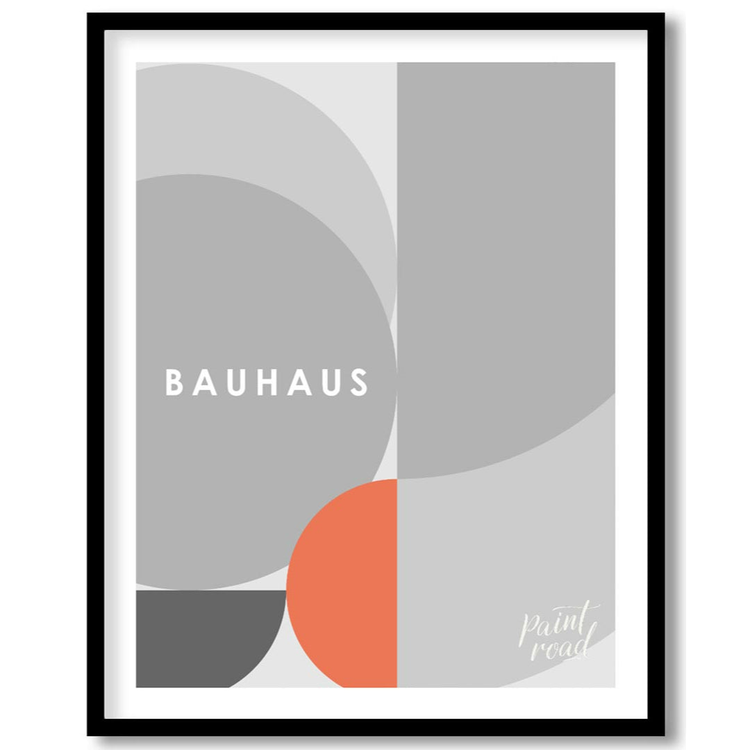 This refined Bauhaus-inspired poster showcases a minimalist yet dynamic composition dominated by va… for abode
