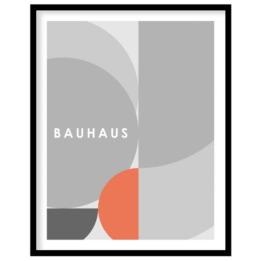 This refined Bauhaus-inspired poster showcases a minimalist yet dynamic composition dominated by va… for abode