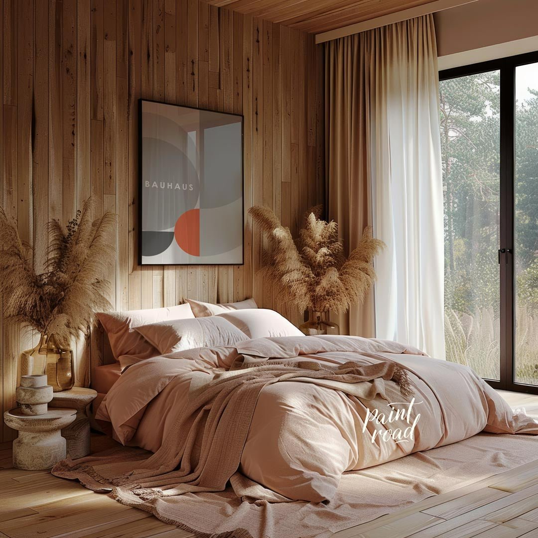 This refined Bauhaus-inspired poster showcases a minimalist yet dynamic composition dominated by va… for bedroom